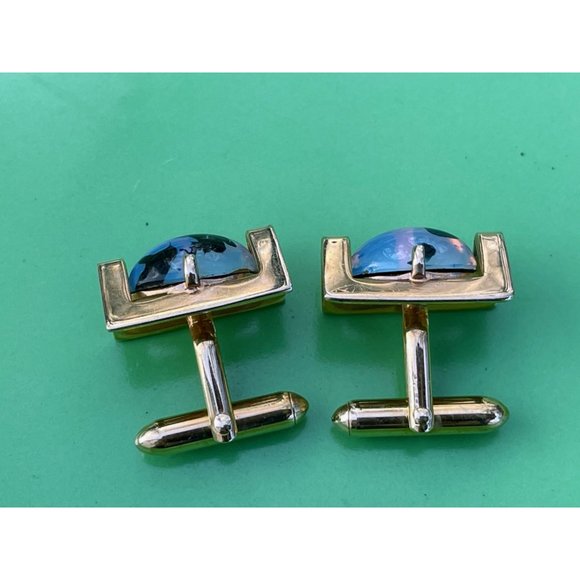 Vintage 1960s Swank Opal Glass Mens Cufflinks - Picture 7 of 16